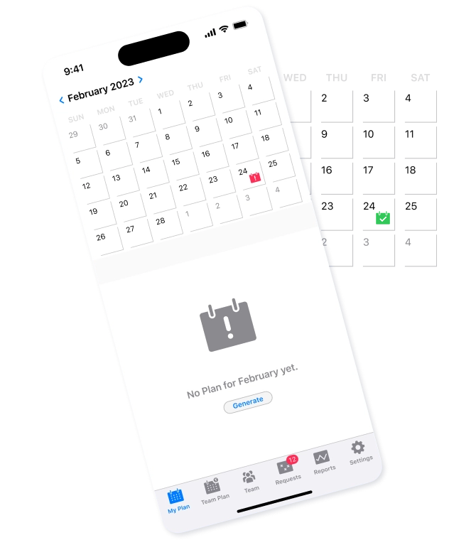 view of the 'my plan' tab in the application